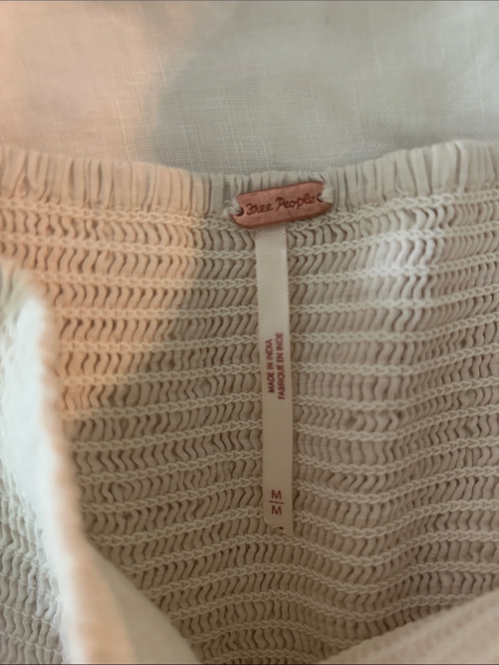 Free People Cream Eyelet Midi Dress with Smocked Bodice - Picture 6 of 6